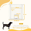 Cancello per Cani e Gatti Estensibile 75-85x2x76 cm con Gattaiola Integrata in Acciaio e ABS Bianco      
