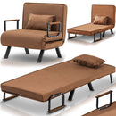 Poltrona Letto Reclinabile Chaise Lounge e Seduta Imbottita Convertibile Marrone