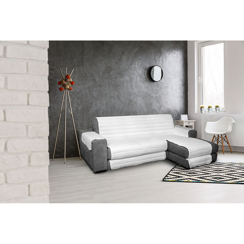 Copridivano Trapuntato in Microfibra con Penisola Destra Bianco