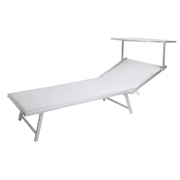 online Lettino Prendisole da Giardino Cefalu XXL 213x85,5x40 cm in Alluminio Bianco