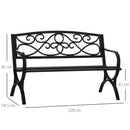 Panchina da Giardino 2 Posti 128x58,5x85 cm in Acciaio e Ghisa Nero