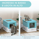 Lettiera Chiusa per Gatti con Vassoio Estraibile e 2 Porte 47.5x35.5x36.7cm Azzurro      