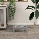 Ciotole Rialzate per Cani Taglia Piccola 2 Ciotole in Acciaio Supporto in MDF Grigio Chiaro   