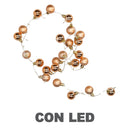 Luce filo sfera rame 48 led bianco caldo alimentazione fissa cm Ø4x120