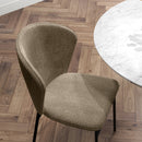 Set 2 Sedie Sala da Pranzo Seduta Imbottita Schienale Curvo in Acciaio e Tessuto Effetto Lino Marrone Chiaro      