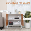 Mobiletto Basso 80x39x80 cm in Truciolato e Metallo Bianco e Marrone