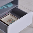 Comodino 1 Cassetto 40x34,3x50 cm in Legno MDF  Grigio e Bianco