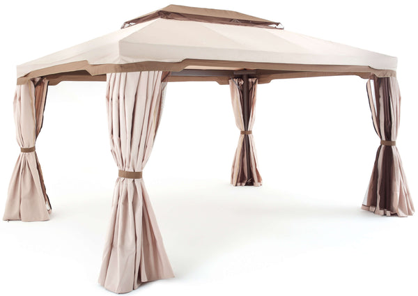 online Gazebo da Giardino 3x3 m in Alluminio con Tende Cipro Ecrù