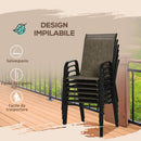 Set 6 Sedie da Giardino in Metallo e Tessuto Marrone