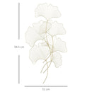 Decorazione Murale 3D 51x94,5 cm in Metallo Foglia di Ginkgo Oro