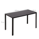 Tavolo Rettangolare 120x60x75 cm in Metallo e Vetro Temperato Nero  