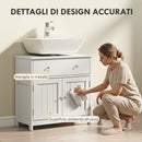 Mobiletto Sottolavabo Salvaspazio 60x30x60 cm con Cassetto e Armadietto in MDF Bianco      