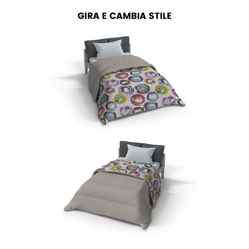 Trapunta Invernale 1 Piazza e Mezzo Stampata in Microfibra 300gr Double Face Cerchi Astratti