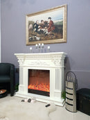 Camino Elettrico da Pavimento 102x120x33 cm Effetto Fiamma 1500W Marseilles mini Bianco