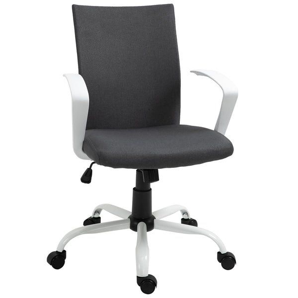 sconto Sedia da Ufficio Ergonomica Girevole 61x61x89-99 cm in Poliestere Effetto Lino Grigio Scuro