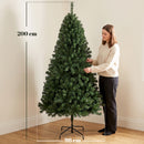 Albero di Natale Artificiale 98x98x200 cm con 1000 Rami Ignifughi e Base Pieghevole in Metallo Verde      