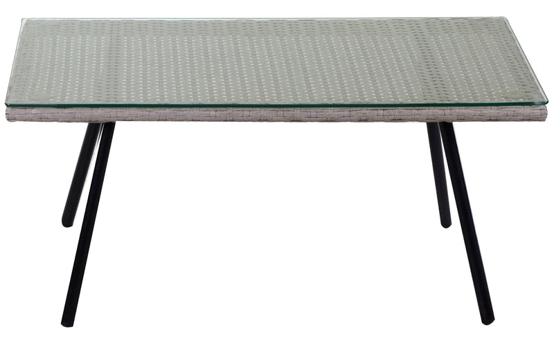 Set da Giardino Divano 2 Poltrone e Tavolino in Polyrattan Laredo Melange Grigio