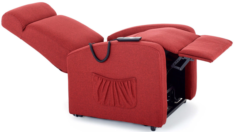 Poltrona Alzapersona Elettrica 1 Motore Reclinabile a Motore in Tessuto Marta Rossa
