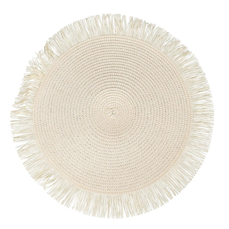 Set 4 Tovagliette con Frange Ø38x0,3 cm  in Carta effetto Juta VdE Tivoli 1996 Shades of Chocolate