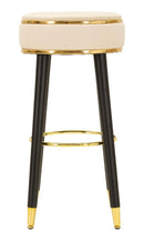 Sgabello Bar London Crema 37x38x74 cm in Pino e MDF e Spugna e Metallo e PU      