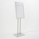 Espositore a Leggio con Piantana 51,4x79 cm in Alluminio con Led Porta Menù Silver