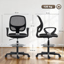 Sedia Ufficio Ergonomica Girevole in Rete Traspirante con Anello Poggiapiedi e Altezza Regolabile Nero      