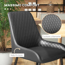 Set 4 Sedie Trapuntate a Diamante 49x60x89 cm Imbottite in Pelle PU Nero 