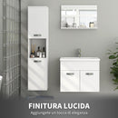 Pensile da Bagno 2 Armadietti e Vano a Giorno 30x30x131,5 cm in Legno Bianco  