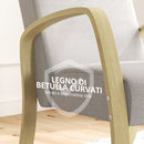 Poltrona Imbottita Stile Scandinavo in Tessuto e Legno di Betulla Grigio  