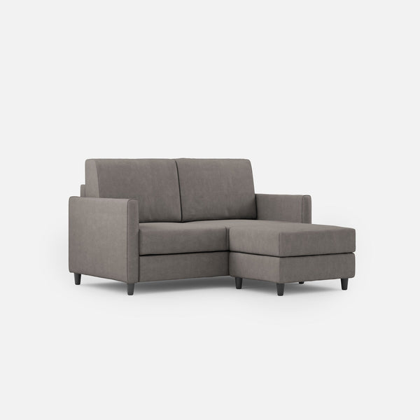 Divano 2 Posti con Pouf 158x145x85 cm Karay in Tessuto Grigio online
