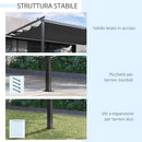 Pergola da Giardino 390x290x220 cm in Acciaio e Poliestere Grigio scuro