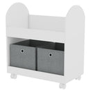 Scaffale Portagiochi per Bambini 2 Ceste in Tessuto e Libreria 70x40x78 cm in MDF Bianco e Grigio  