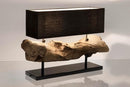 Lampada da Tavolo 75x25x55 cm E27 in Legno e Acciaio Pralume in Cotone Nero