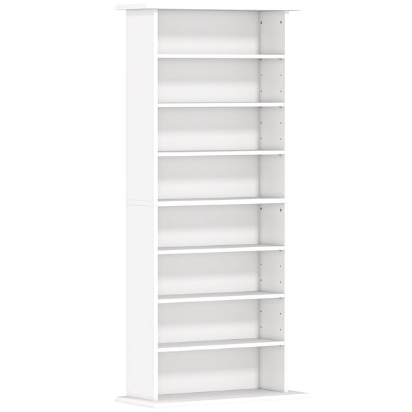 Scaffale Porta CD 58x24x124,5 cm con 6 Ripiani Regolabili Capacità di 360 CD/185 DVD Bianco online