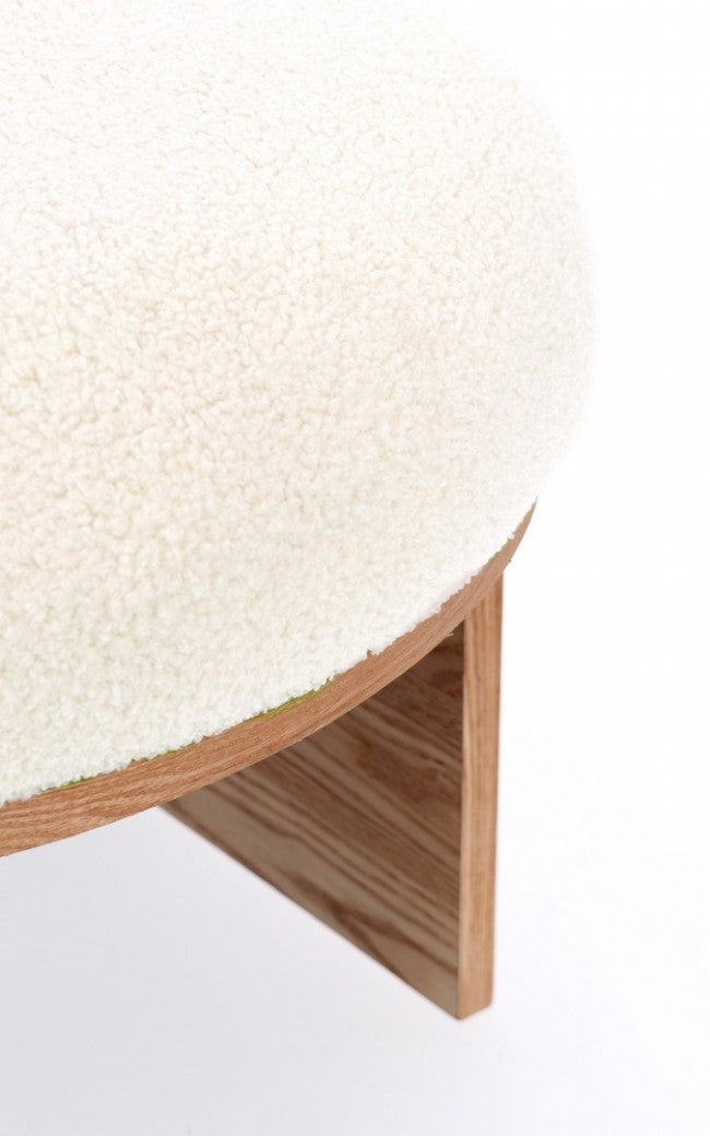 Sgabello Ø 61x38,5 cm Cozy Japandi in Tessuto Bianco