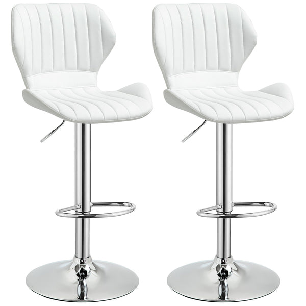 online Set 2 Sgabelli da Bar Girevoli in Finta Pelle PU Bianco