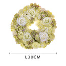 Corona Artificiale con Fiori di Rose e Ortensie 