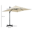 Ombrellone da Giardino Decentrato 245x245x248 cm in Alluminio Crema
