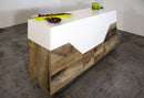Credenza 4 Ante 220,1x43x86 cm Alien Bianco Lucido e Acero Pereira