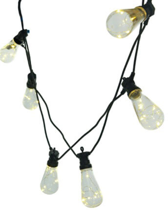 Set 10 Lampadine di Plastica a Catena 5m per Esterno Luce Bianco Caldo