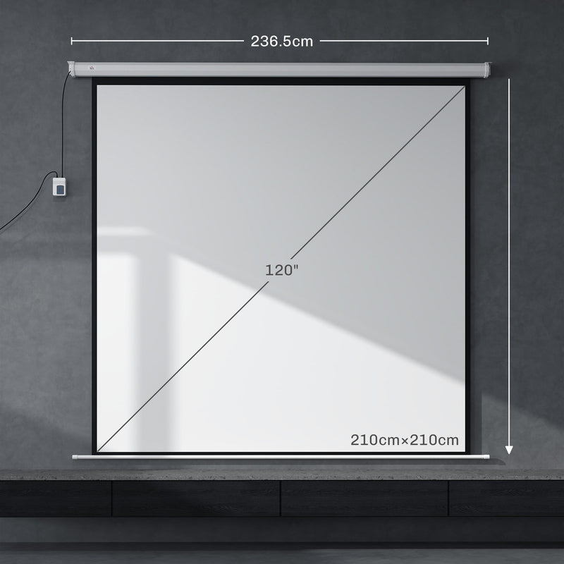 Telo Proiettore 120"" Formato 1:1 con Telecomando 236,5x8x236,5 cm Bianco 