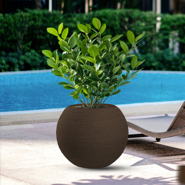 Vaso da Esterno Interno Design a Sfera Ø40x33 cm Botticelli in Resina Marrone sconto
