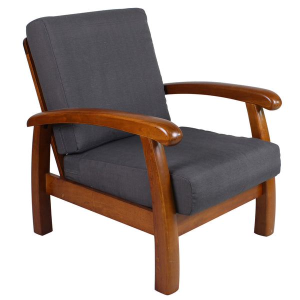 Poltrona in Legno con Cuscini 66x85x83cm Vandi Grigia online