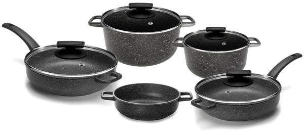 Batteria di Pentole 9 Pezzi in Alluminio Pressofuso Antiaderente Olympia Hard Cook acquista