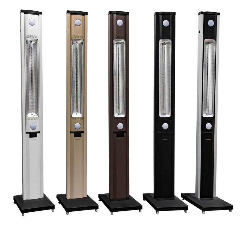 Stufa Elettrica ad infrarossi da Esterno 50x25x200 cm in Fibra di Carbonio con Luce Led Skyline Bianco Latte