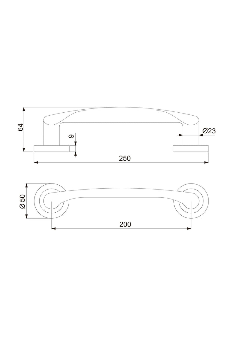 Maniglia Curva con Rosette Ø50 mm per Porte Scorrevoli Alluminio Nichel Satinato 4 Pezzi Emuca