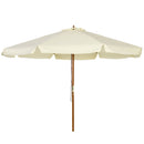 Ombrellone da Giardino con Doppio Tettuccio Ø3,25x2,50m in Legno di Bambù e Poliestere Beige
