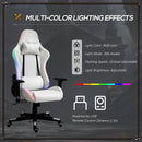Sedia da Gaming Ergonomica con Luci a LED in Similpelle Bianca