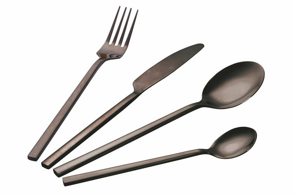 sconto Servizio Set di Posate 24 Pezzi in Acciaio Finitura Nero Lucido Villa d'Este Home Tivoli Stylo