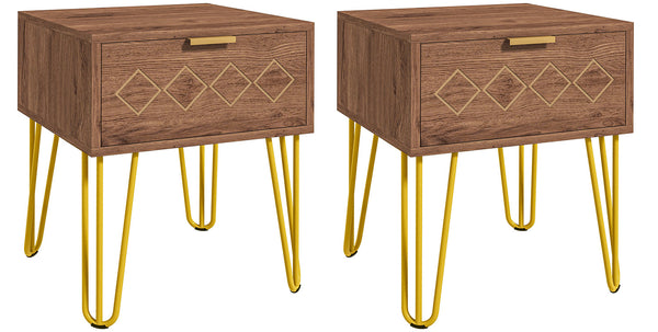 online Set 2 Comodini 39,5x41x49 cm 1 Cassetto in Truciolato Marrone